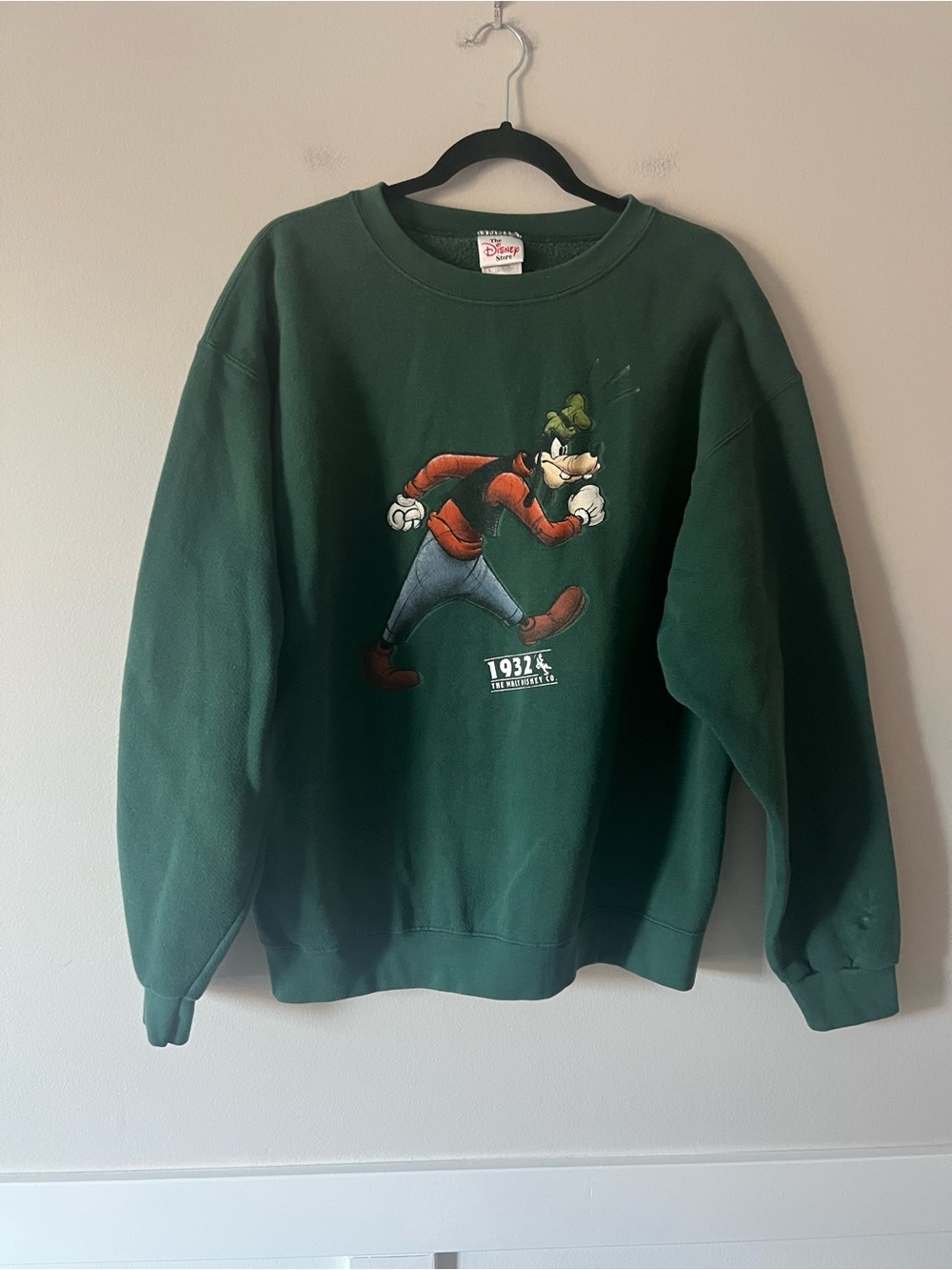 Vintage Disney Store Goofy 1932 Graphic Crewneck Sweatshirt Green Size L USA